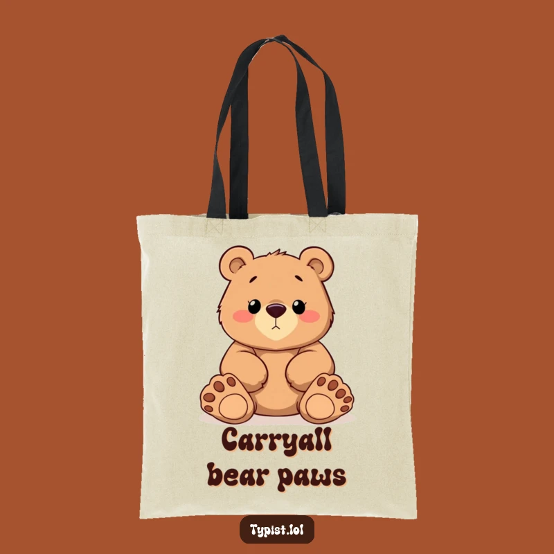 Funny Bear Typist Tote Bag: Big Paws, Big Effort, Great Gift