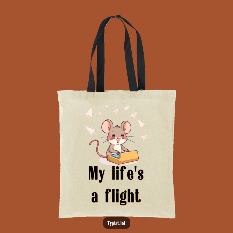 Funny Brave Mouse Typing Tote Bag: Carry Your Essentials with Courage and Humor