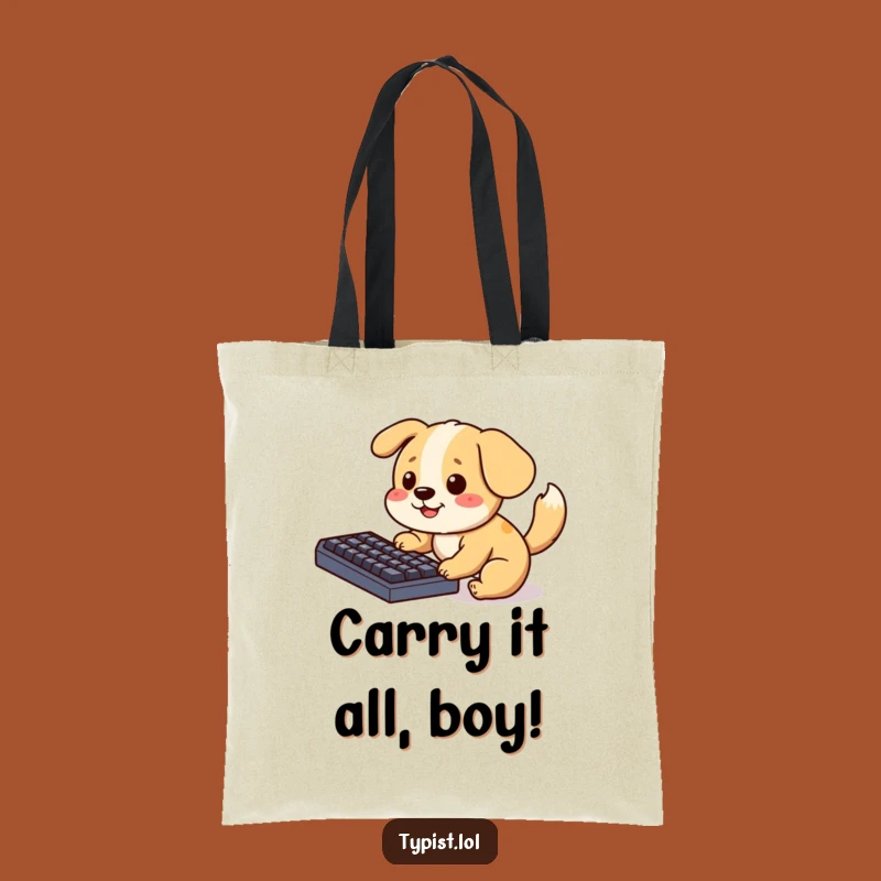 Funny Dog Keyboard Tote Bag: Playful Pup Accessory for Techy Dog Moms