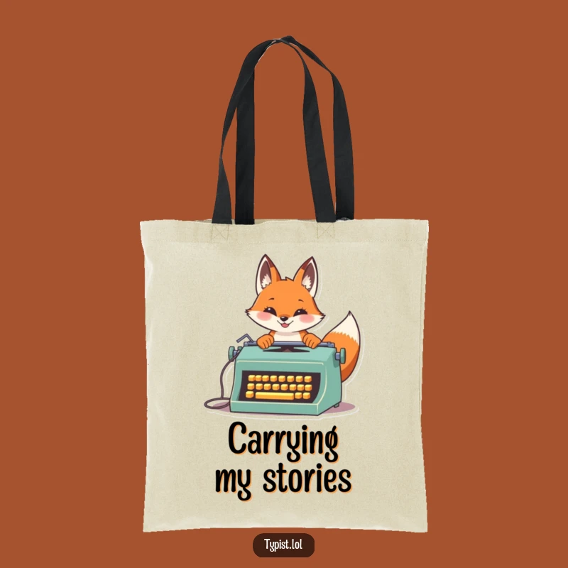 Funny Fox Typist Tote Bag: Carry Your Words with Speed and Style