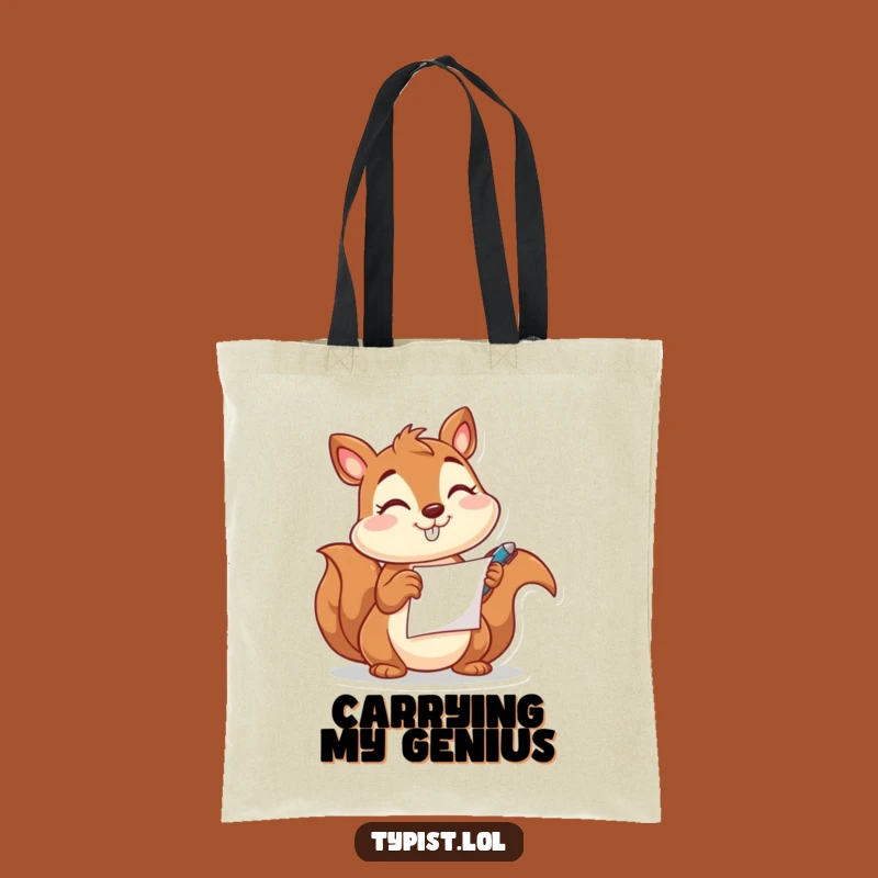 Funny Squirrel Pen Tote Bag: Carry Your Notes with Humorous Style Gift