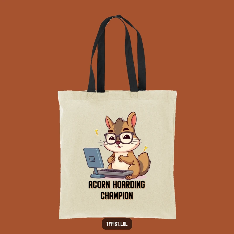 Funny Squirrel Typing Tote Bag: Carry Your Essentials with Speed and Style, a Hilarious Gift