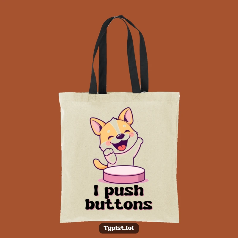 Funny Dog Button Tote Bag: Carry Your Laughs with This Humorous Accessory