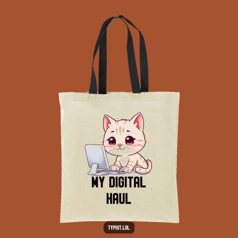 Funny Cat Tech Tote: Carry Your Gadgets with Hilarious Feline Focus
